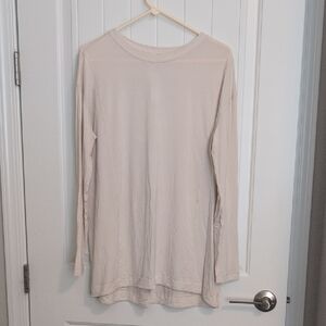 Long Sleeve Crewneck Women's Top in Light Cream